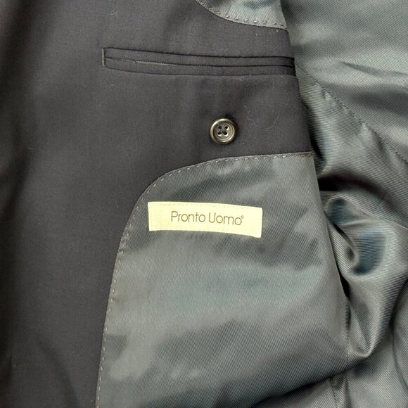 Pronto Uomo Blazer 37R Navy 100% Wool Sport Coat Professional Office Workwear - Picture 5 of 11